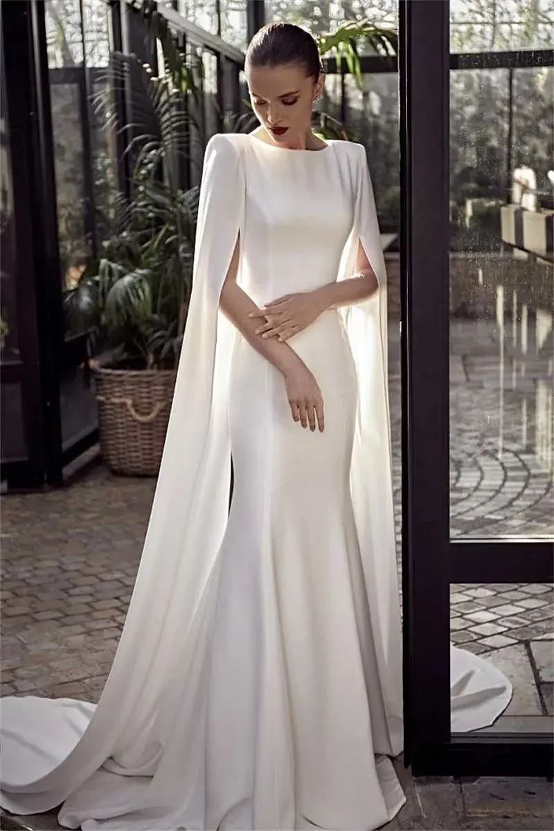 

Новинка 2021, свадебные платья-русалки с запахом, атласная кружевная Бриллиантовая юбка с длинным шлейфом