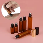 Многоразовые эфирные масла для духов, 5 шт., 3 мл, 5 мл, 10 мл, флакон в рулоне янтарного стекла с бутылочки контейнеры из нержавеющей стали