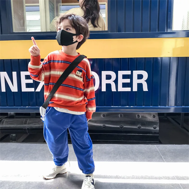 

Children Boys Cotton Kids Winter Pullover Tops Long Sleeve Striped Kids Sweatshirt Casual Boys Clothes Toddler Boy Fall Clothes