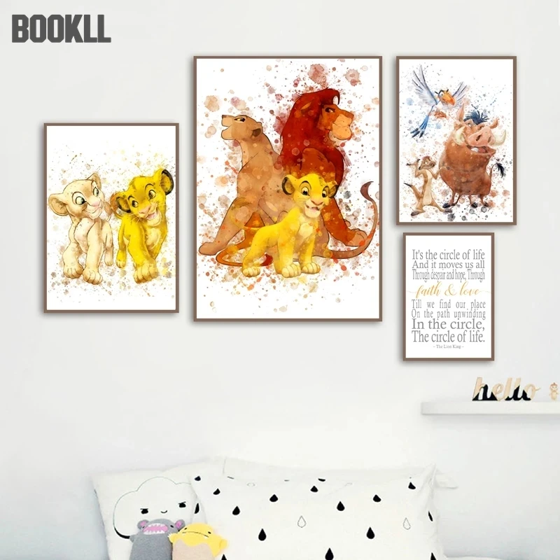 

The Lion Family Nordic Posters And Prints Nursery Wall Decor Kids Cartoon Wall Art Pictures Canvas Painting