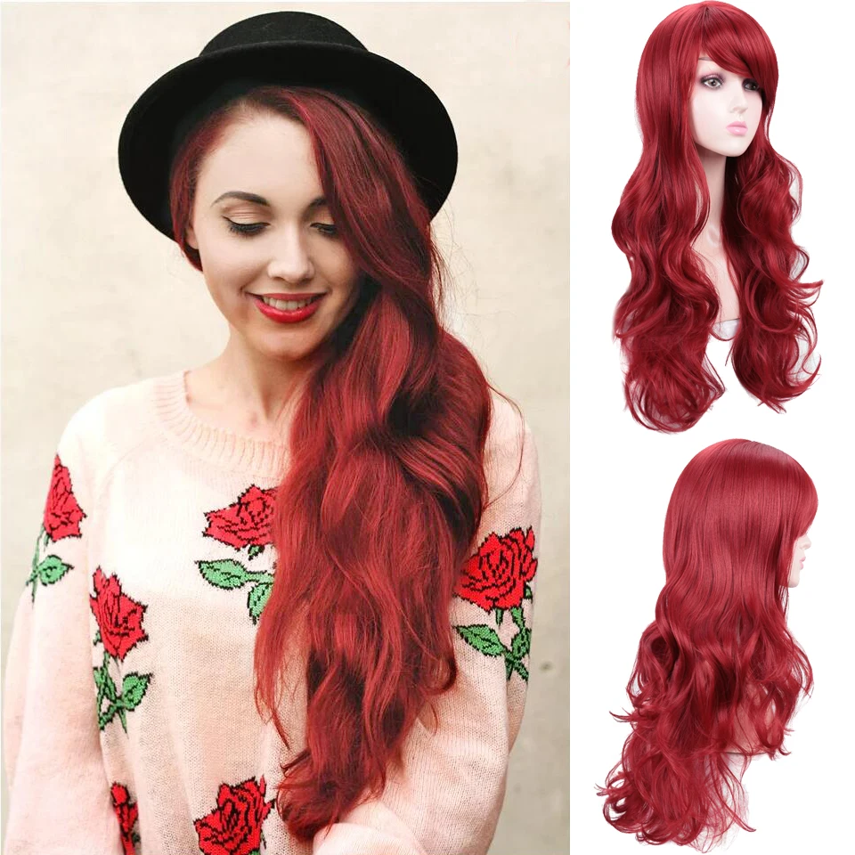 

WEILAI Women's Fashion Long Hair Red Long Curly Big Wave cosplay wigs