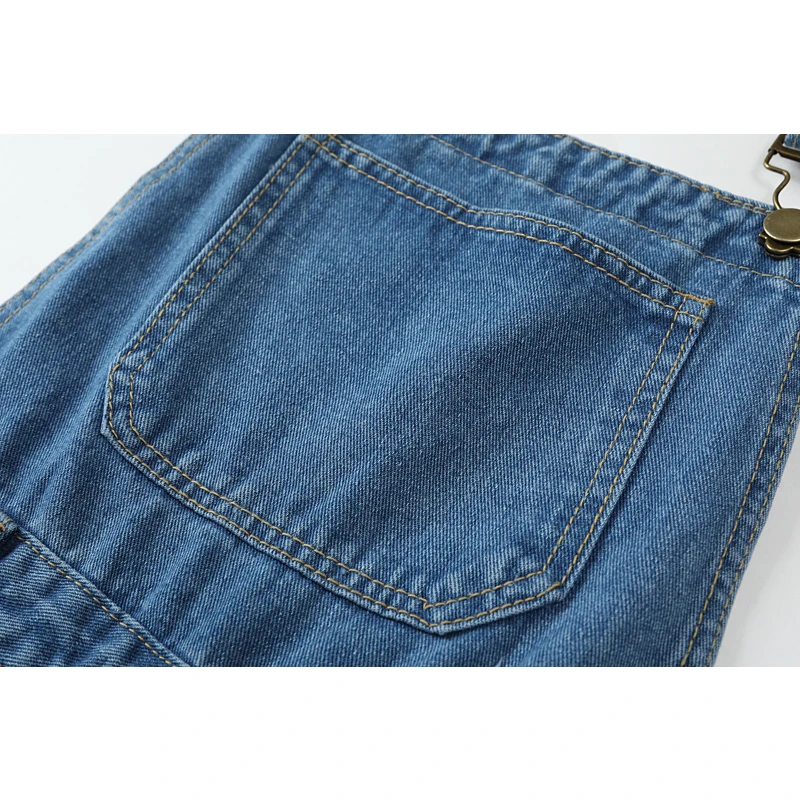 

Korean Vintage Denim Overalls Jumpsuits Summer 2021 Design Streetwear Loose Pant Commute Campus Female Denim Suspender Trouser