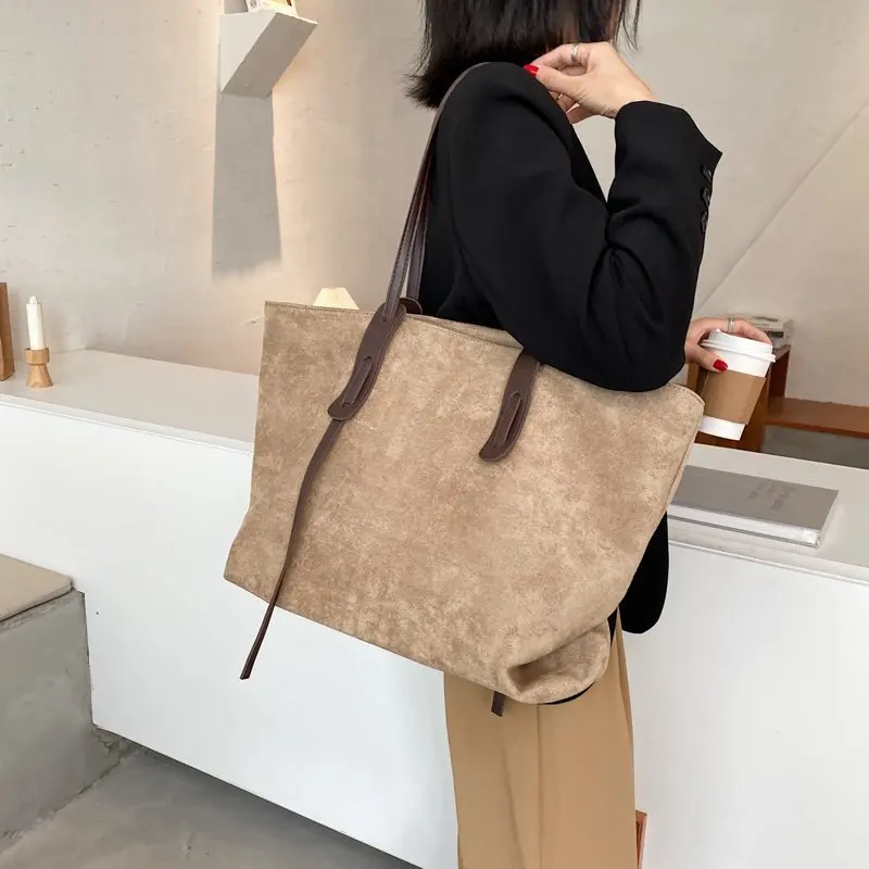 

Frosted Large Women Top Handle Bags 2021 Winter Fashion Ladies Shoulder Bag High Quality Shopper Female Big Tote Handbags New
