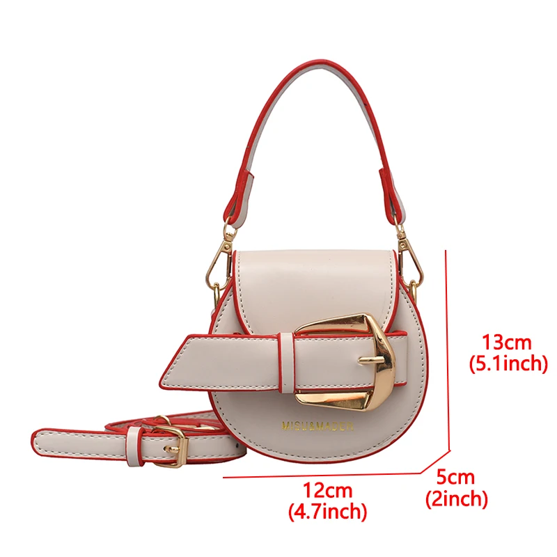 

Belt Buckle Design Mini Saddle Crossbody Bags for Women Luxury PU Leather Women's Handbag Casual Small Shoulder Bags Women's Bag