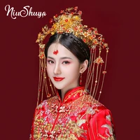 niushuya chinese vintage bride wedding jewelry china traditional ethnic bridal headwear tiara crown headpiece accessories