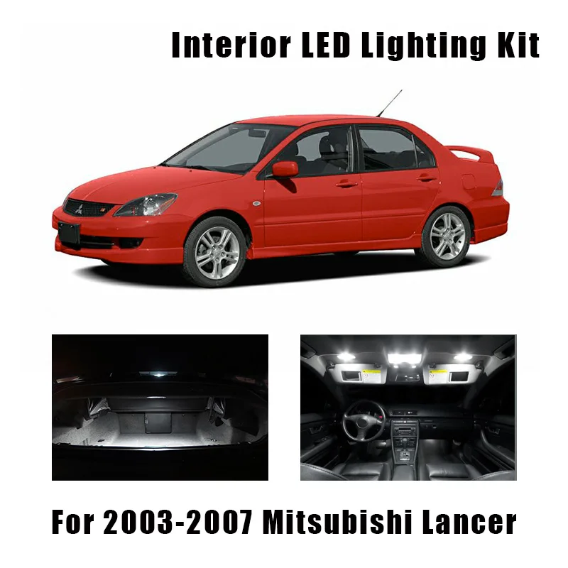 9 шт. белые светодиодные лампы для салона автомобиля Mitsubishi Lancer 2003 2004 2005 2006