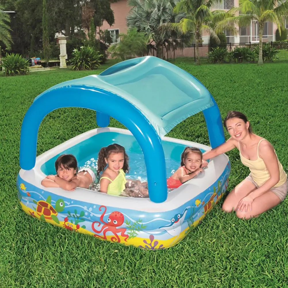 

Надувной бассейн с солнцезащитным козырьком для детей, Детский бассейн с навесом, уличный сад, дом, путешествия