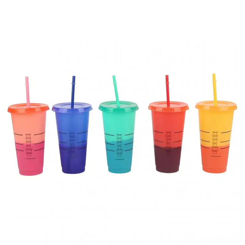 Многоразовая соломенная чашка кружка для кофе сока меняющие цвет холодные чашки