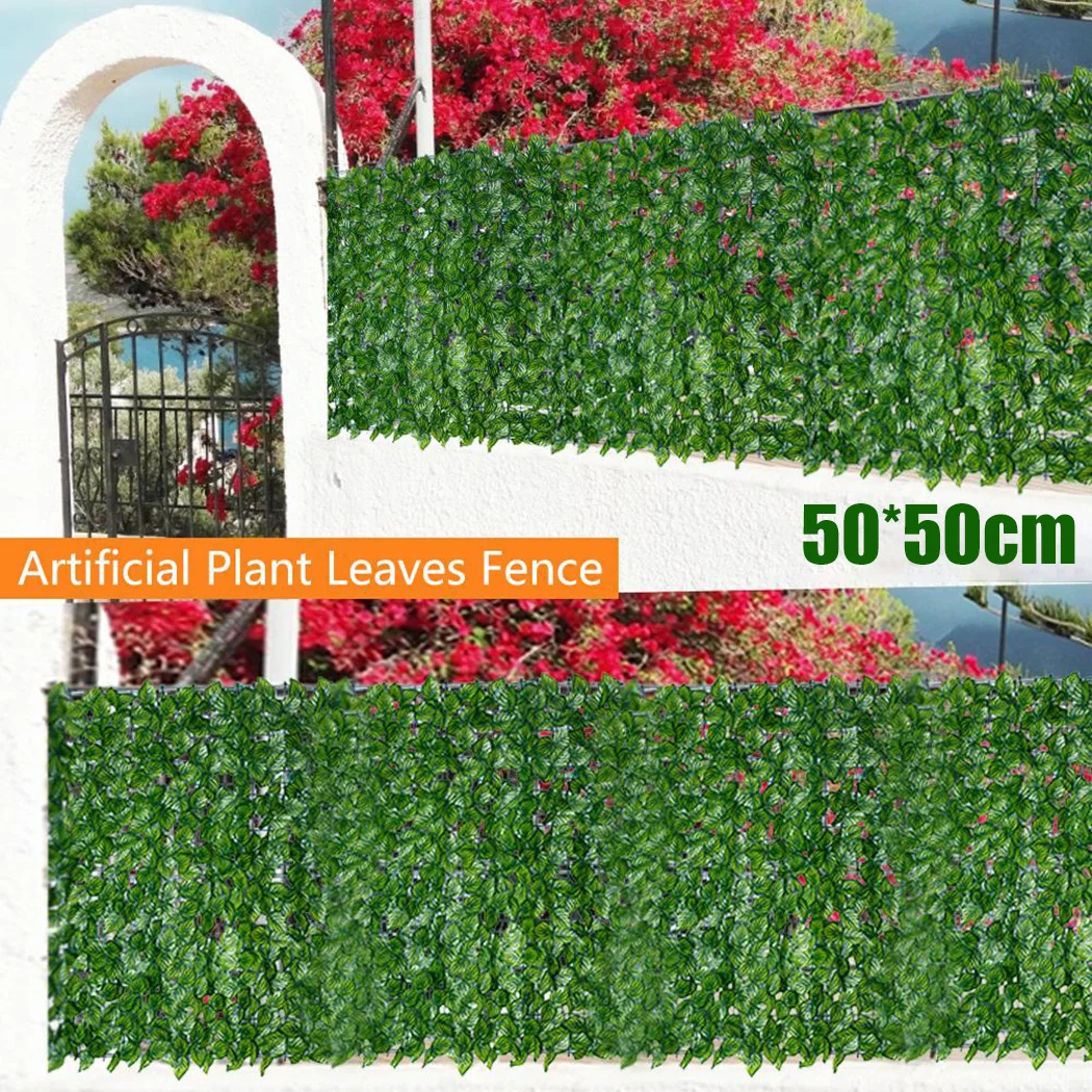 

Artificial Plant Leaf Fence Garden Plant Fence Faux Green Leaf Privacy Screen Panels Hedge Wall Fence Plant Garden Home Decor