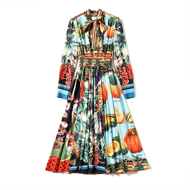 

Summer Floral Print Vintage Midi Dress Women New Gothic High Waist Lace Bead Retro Party Dress Robe Femme Party Dresses Vestidos