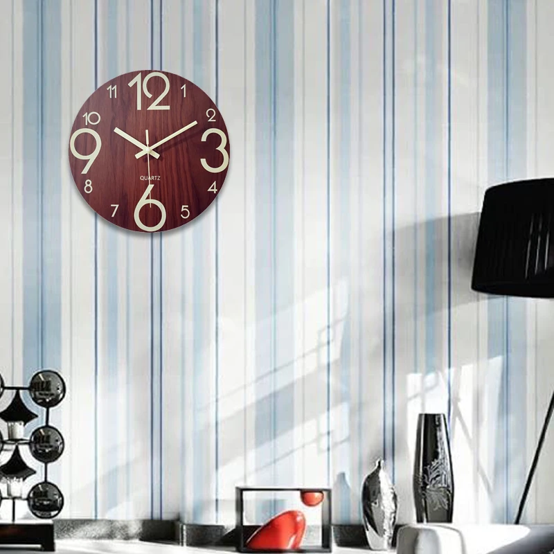 Деревянные настенные часы световой номер настенный Тихий Светящиеся в темноте