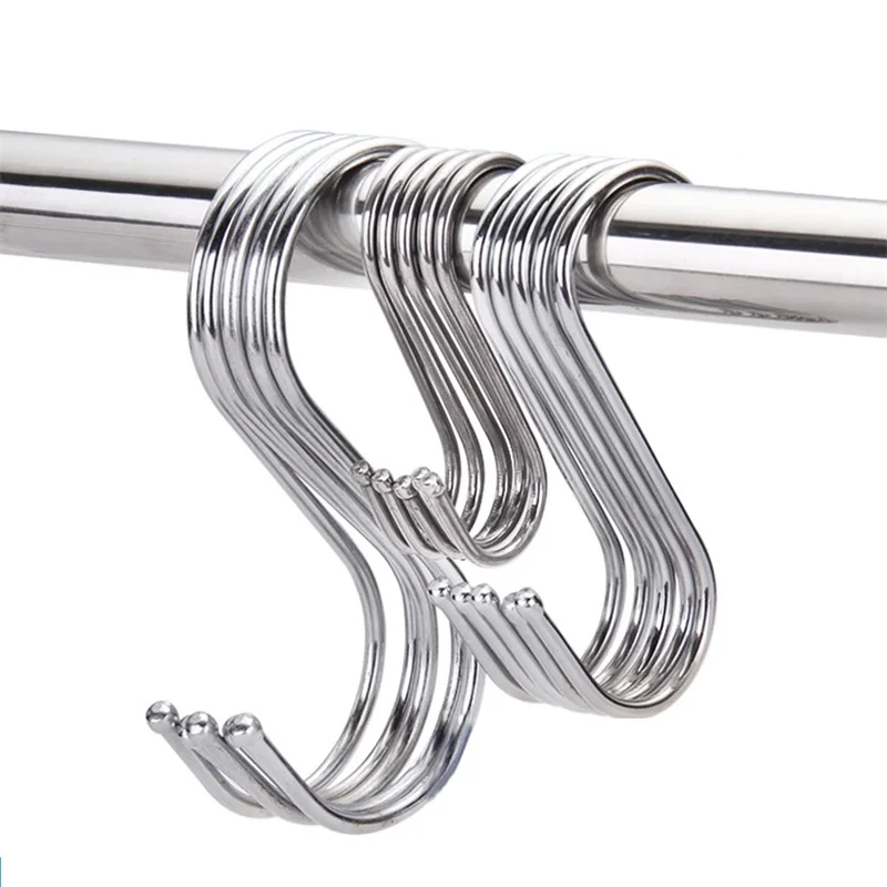 

10pcs/set Super load-bearing 304 stainless steel S type bathroom hook up Hanger Clothes Storage Rack Tool bedroom metal