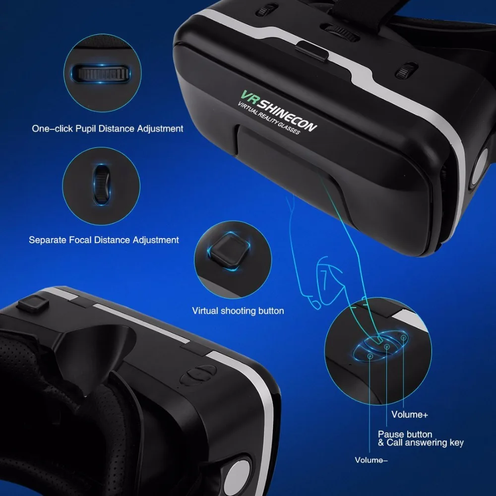 Shinecon модернизированные Очки виртуальной реальности Z4 VR с большим просмотром 3D