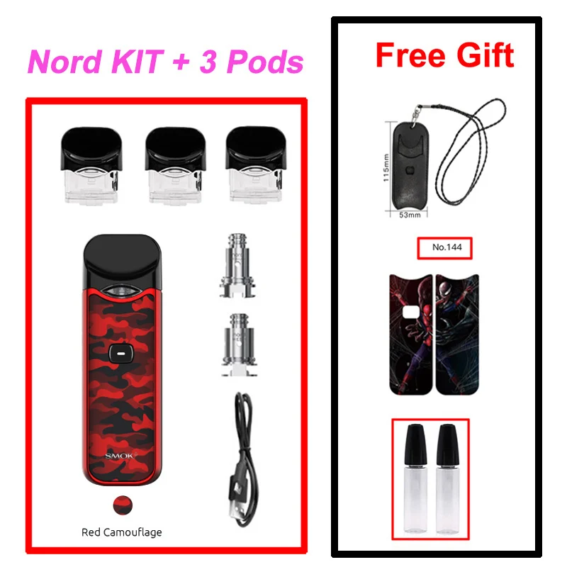 Red Camouflage SMOK Nord Pod Vape 1100 мАч батарея 3 мл Pod система обычная сетка катушка электронная сигарета комплект испаритель VS SMOK NOVO Minifit комплект - Цвет: Red Camouflage