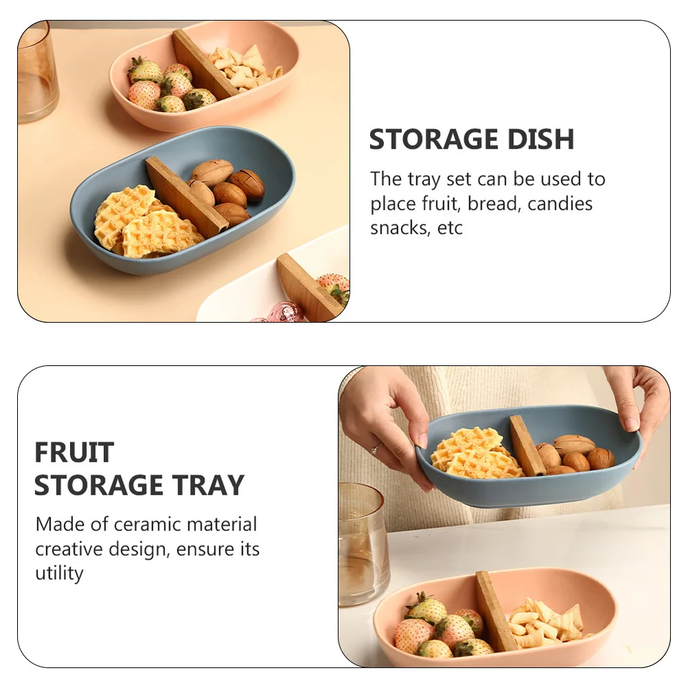 

1pc Compartment Dried Fruit Dish Breakfast Bowl Ceramic Bowl Snack Dish