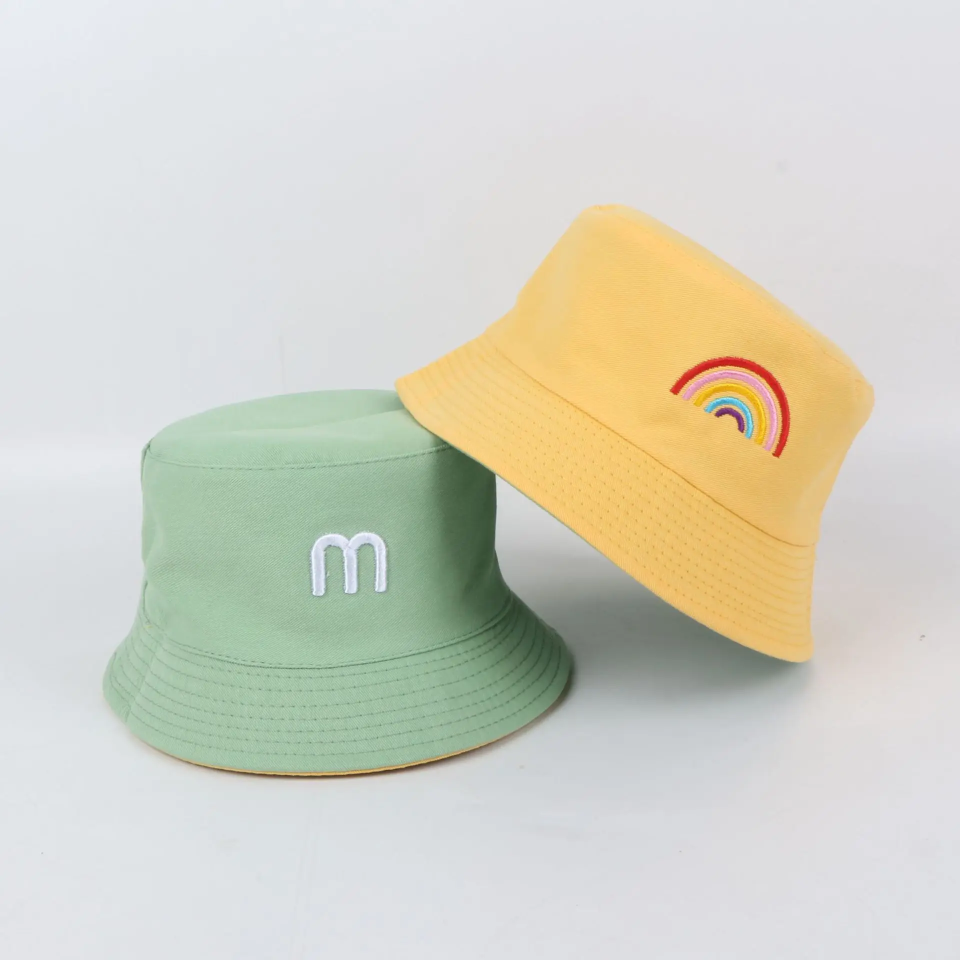 Панама с вышивкой и радужными буквами для детей двухсторонняя шапка мешок