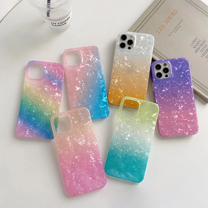 

Luxury Gradient Rainbow Shell Pattern Phone Case For iPhone 12 Pro Max 11 Pro Max 7 8 Plus XR X XS Max Shockproof Back Cover