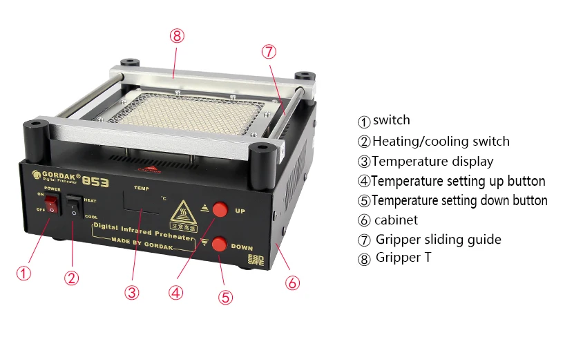 GORDAK 853 Высокая мощность ESD BGA паяльная станция PCB preheat and desoldering IR preheating станция