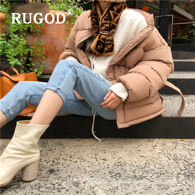 RUGOD, зимнее пальто для женщин, яркие цвета, однобортная туника с поясом, зимняя куртка, повседневная Толстая теплая парка с хлопковой подкладкой, ветровка