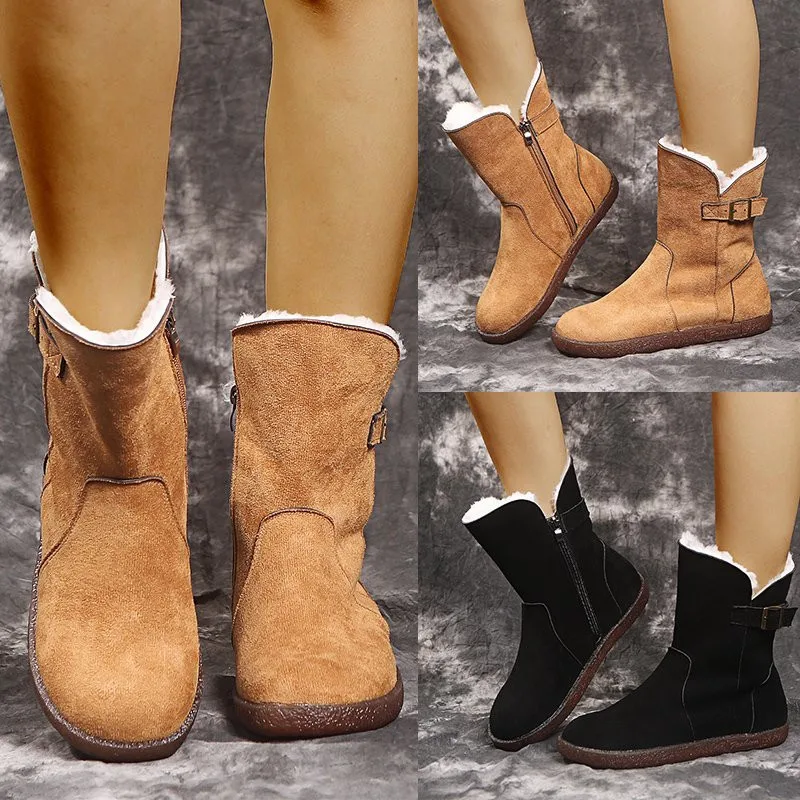 

Winter Snow Boots Women Casual Warm Slip on Fur Shoes Patchwork Ankle Boots Women Fashion Wedges Waterproof Botas Mujer