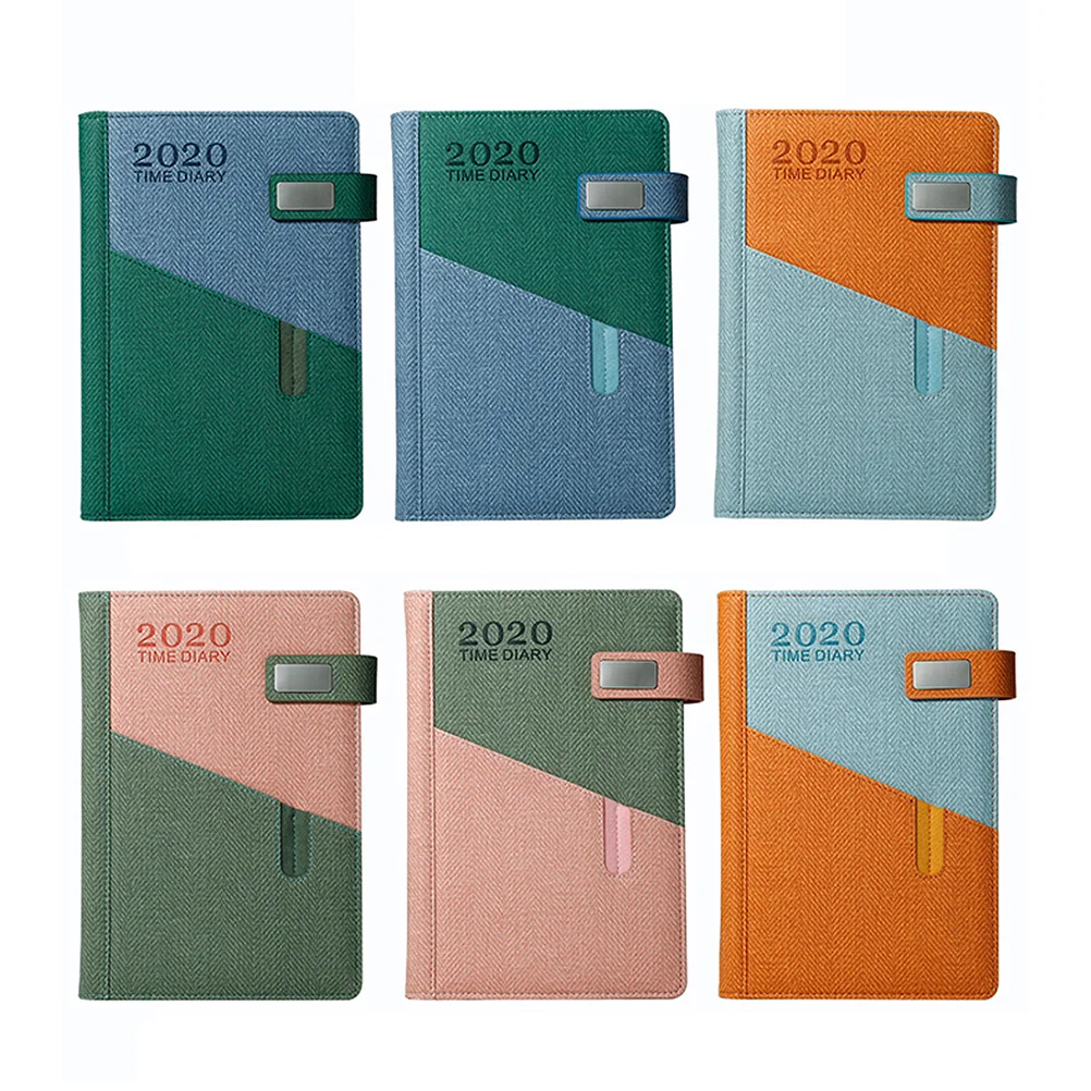 

365 Days Month Schedule Notebook Imitation Leather A5 2020 Planner Diary Stationery for Man Woman Student (Dark Green)