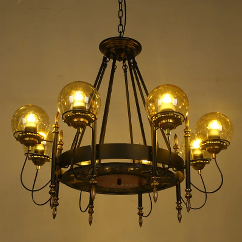 Стеклянная люстра в стиле индустрии американская Ретро железная лампа для