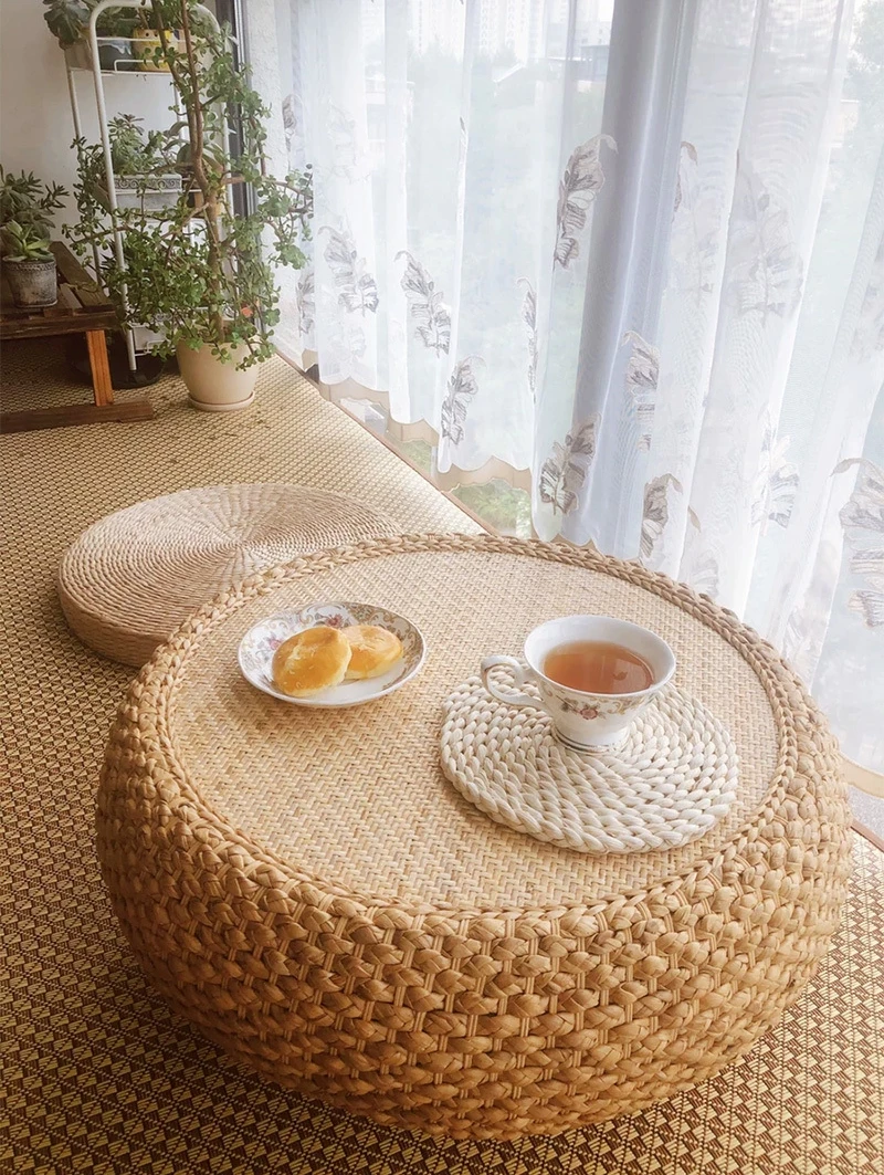 Furniture Living Room Manual Rattan Weaving Coffee Table Japanese Tea Multifunctional Minimalist Modern Side |
