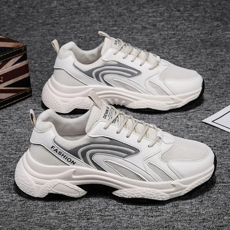 Baskets respirantes en maille PU pour hommes, chaussures de tennis d'extérieur à la mode, nouvelle collection 2020