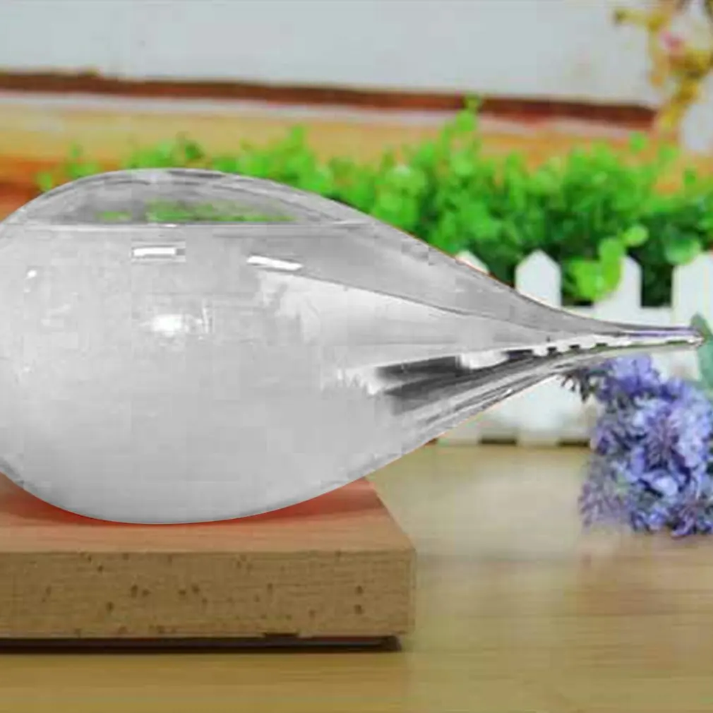 Mini Desktop Droplet Storm Glass Bottle Weather Forecast Predictor Monitor Barometer With Wooden Base For Home Decor | Бытовая техника
