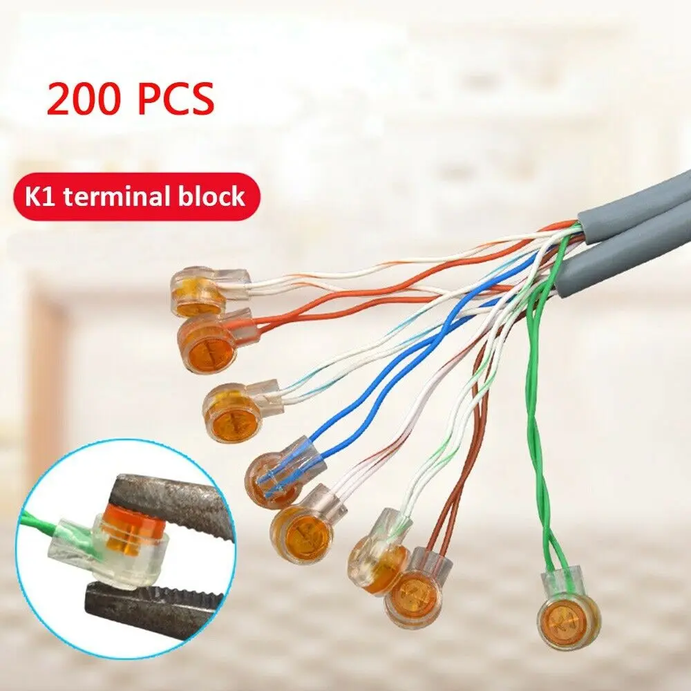 200Pcs Rj45 Connector Crimp Connection Terminals K1 Wire Waterproof Easy to Operate Fast BU1875 | Обустройство дома