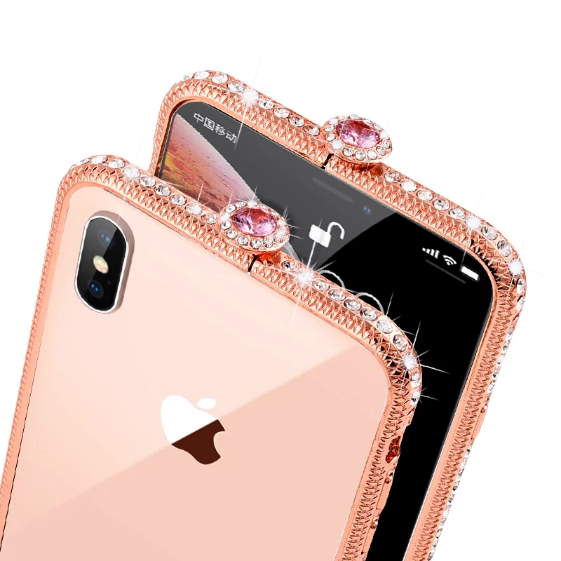 Chic Glitter Rhinestone Case for iPhone 11 Pro XS Max Xr Bling Powder Diamond Metal Aluminum Shiny 8 7 6S Plus |