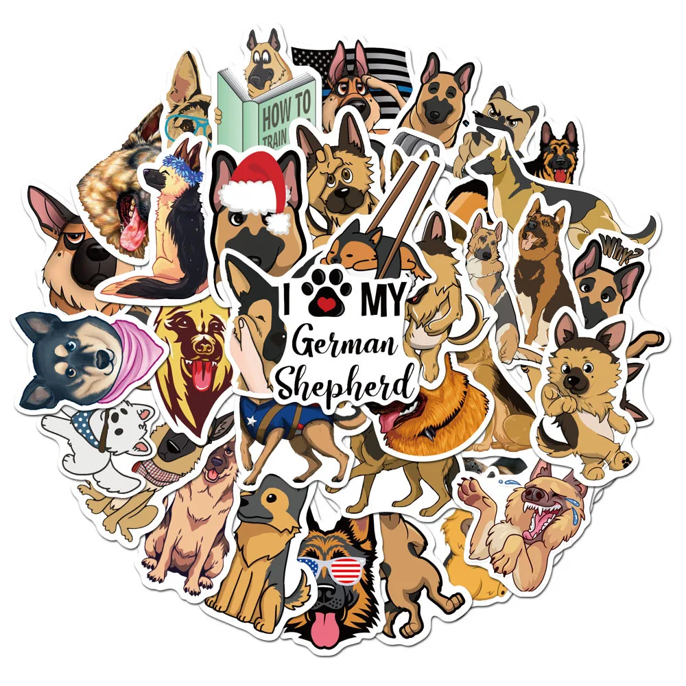 1050pcs german shepherd cute dogs waterproof cartoon sticker for luggage car guaitar skateboard phone laptop bicycle stickers free global shipping