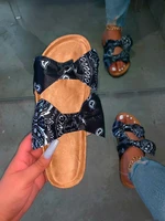 2020 new black women slippers fashion beach shoes bow cross thick sandals leopard grain outdoor wild travel home flat slippers