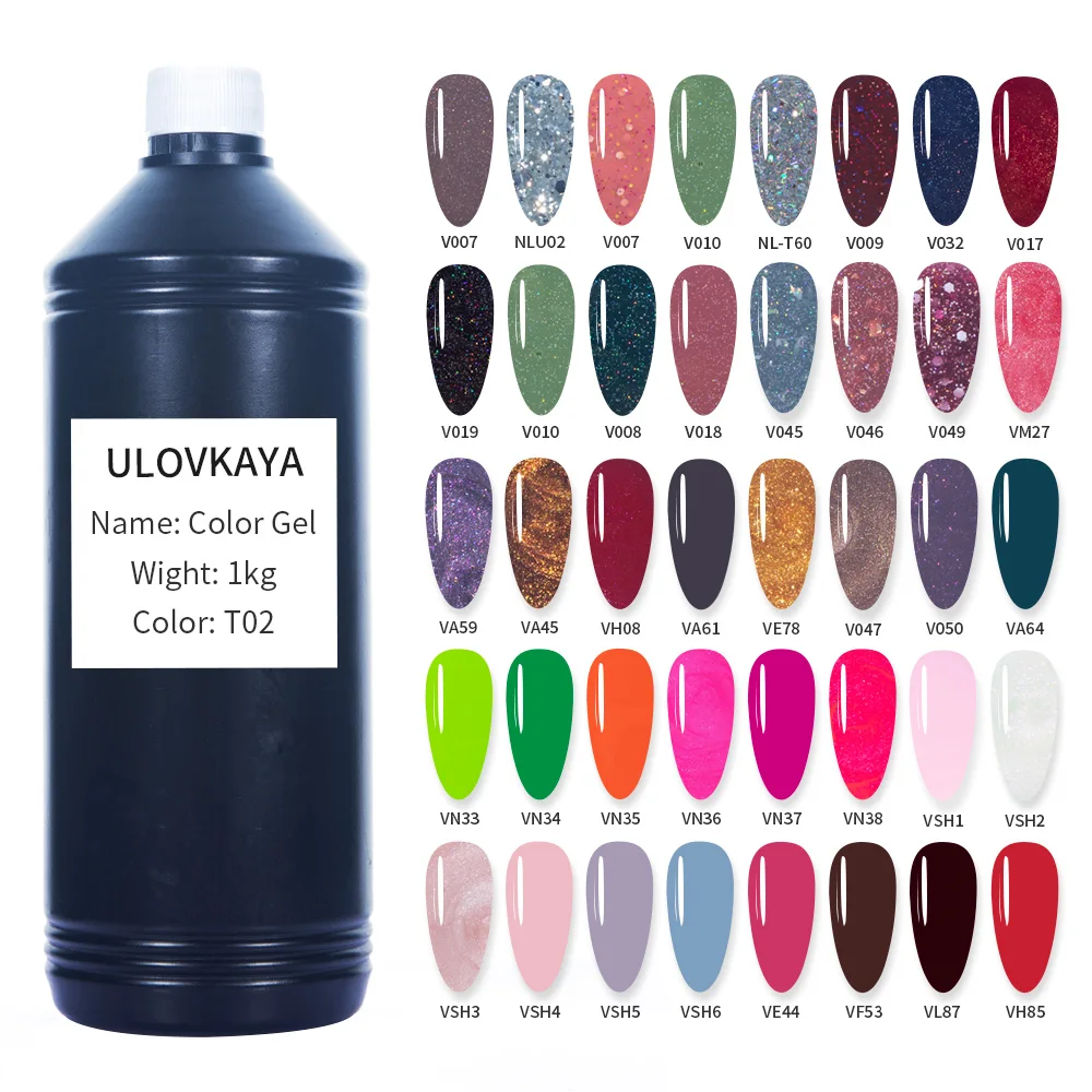 

ULOVKAYA 1kg Colorful UV NailGel Soak Off Nail Gel Polish Wholesale Gel Varnishes Raw Meterial Nail Gel Big Size Gel Lacquer