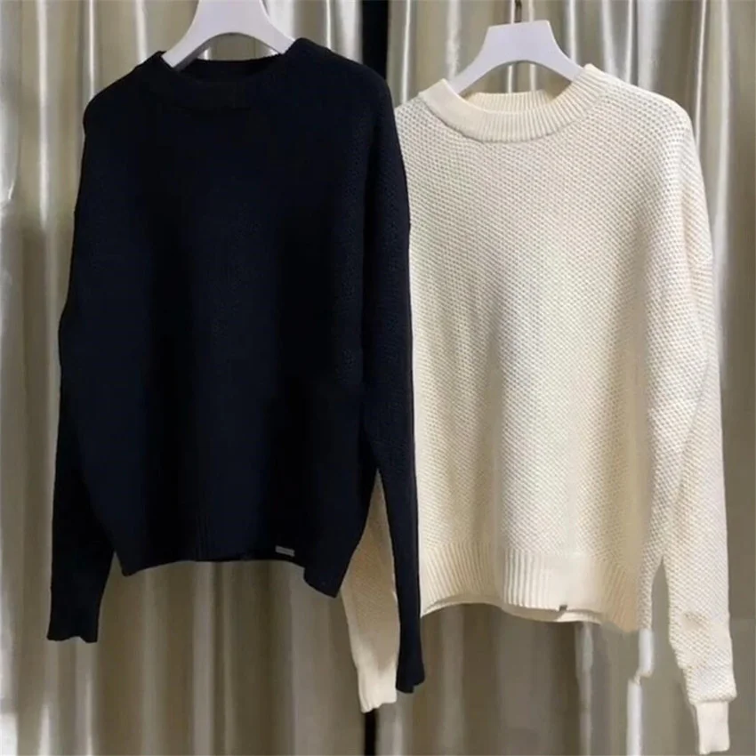 

Свитер оверсайз для мужчин и женщин, трикотажный пуловер из хлопка в винтажном стиле, 1:1