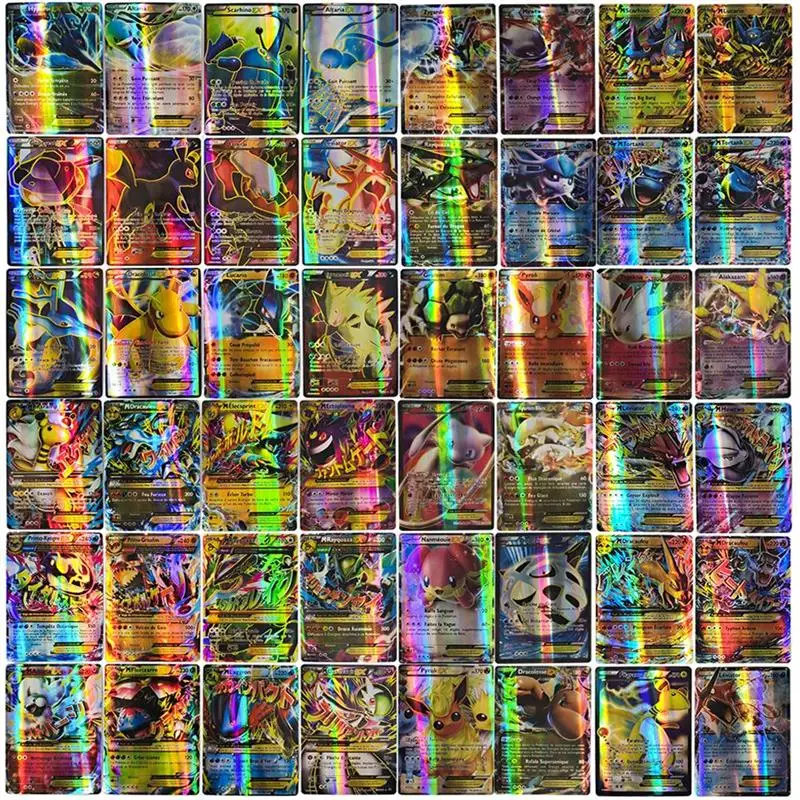 

100Pcs Anime Card Set French Version Language Card Featuring Battle Game Card 100GX 50V Vmax 80EX MEGA Tag TeamFor Kids