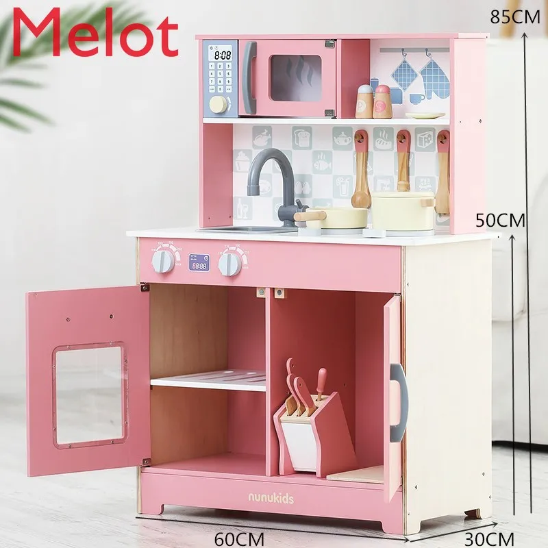 

Children's Play House Kitchen Toy Set Birthday 2021 New Year Gift Wooden Girl Baby Cooking Simulation Kitchenware cookware sets