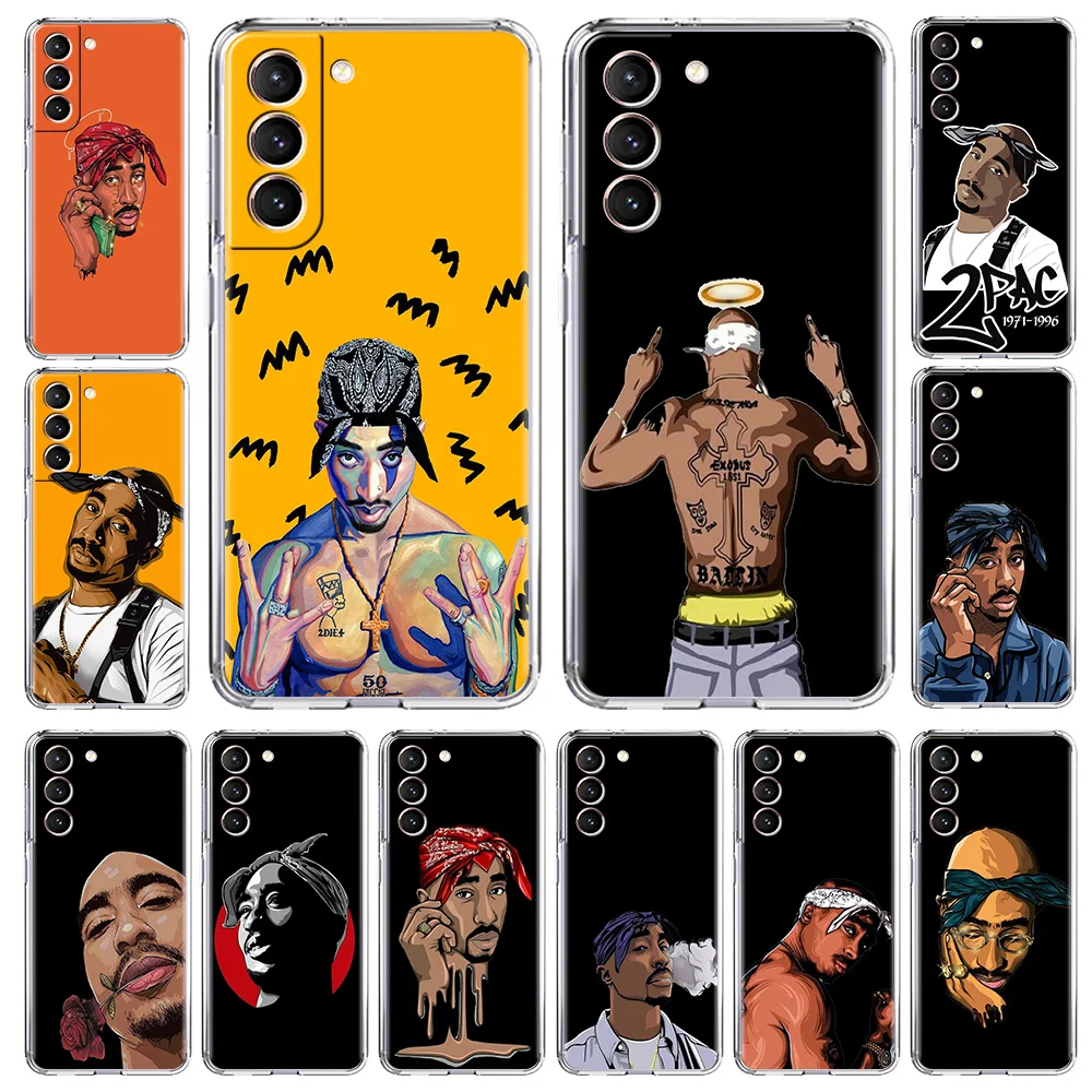 

Rapper 2pac singer Tupac Luxury Crystal Clear Phone Case For Samsung Galaxy S20 FE S21 Ultra S10 Plus S10E S21+ Protect Cover