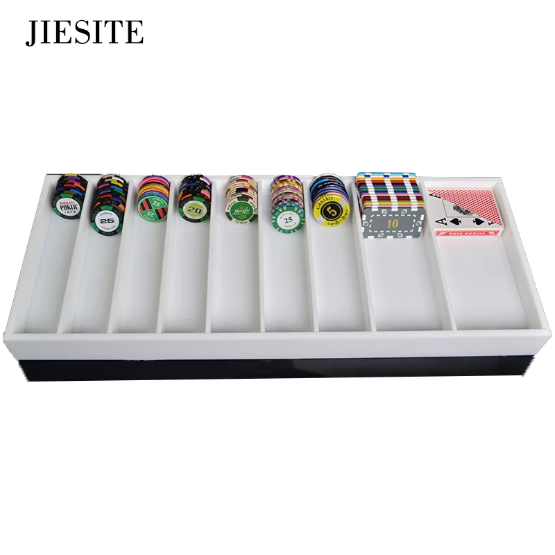 JIESITE толщиной Многофункциональный покерный лоток для чипсов белый чип/лоток
