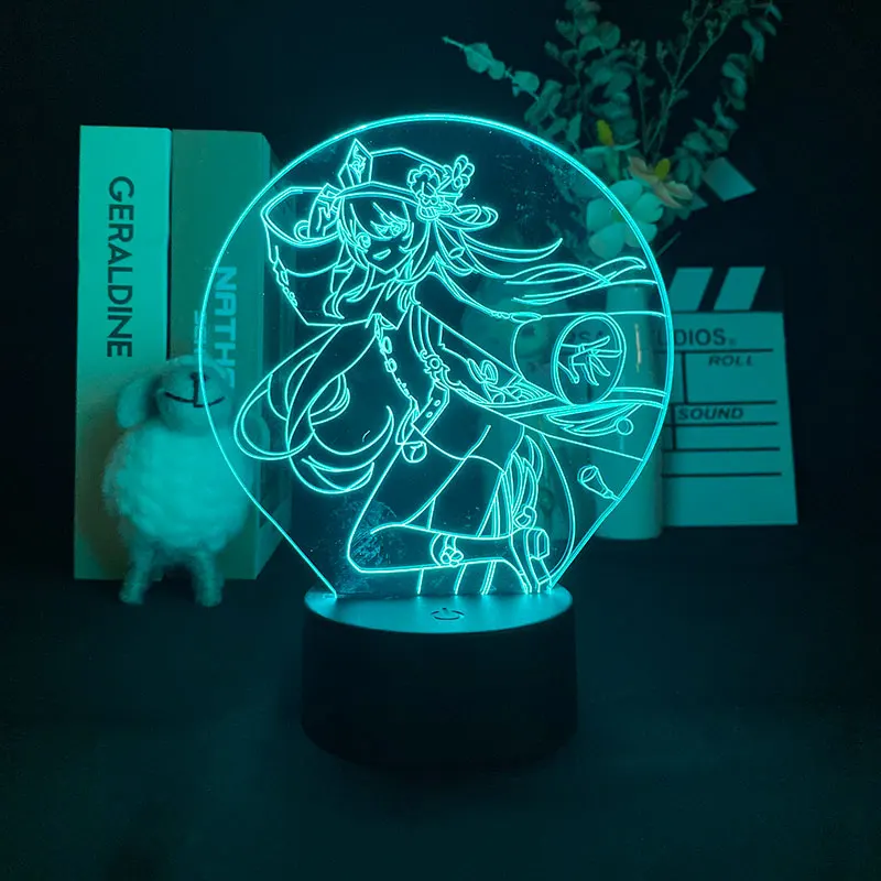 

Genshin Impact Hu Tao 3D Night Light Alarm Clock Base Room Decoration Teenager Table Light Game Anime Fans Around Birthday Gift
