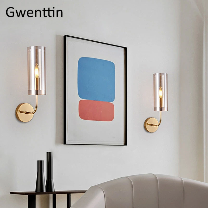 Современные Роскошные Синие Стеклянные Настенные светильники светодиодное