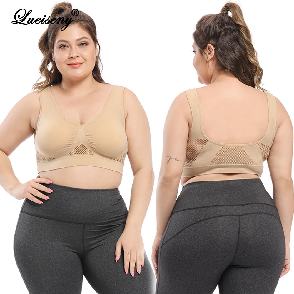 LUEISENY Bras For Women Plus Size Seamless Bra With Pads Easy Comfort Bra Active Push Up Bralette Vest Wireless Brassiere Bra