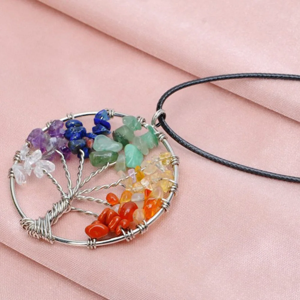 7 Чакра кварцевый и из натурального камня Древо жизни маятниковая Подвеска