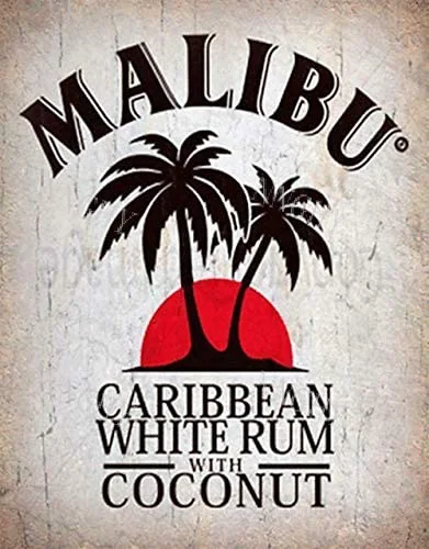 

Malibu Rum Vintage Pub Bar Metal Tin Sign Poster Plaque Tin Sign 12x16 Inch