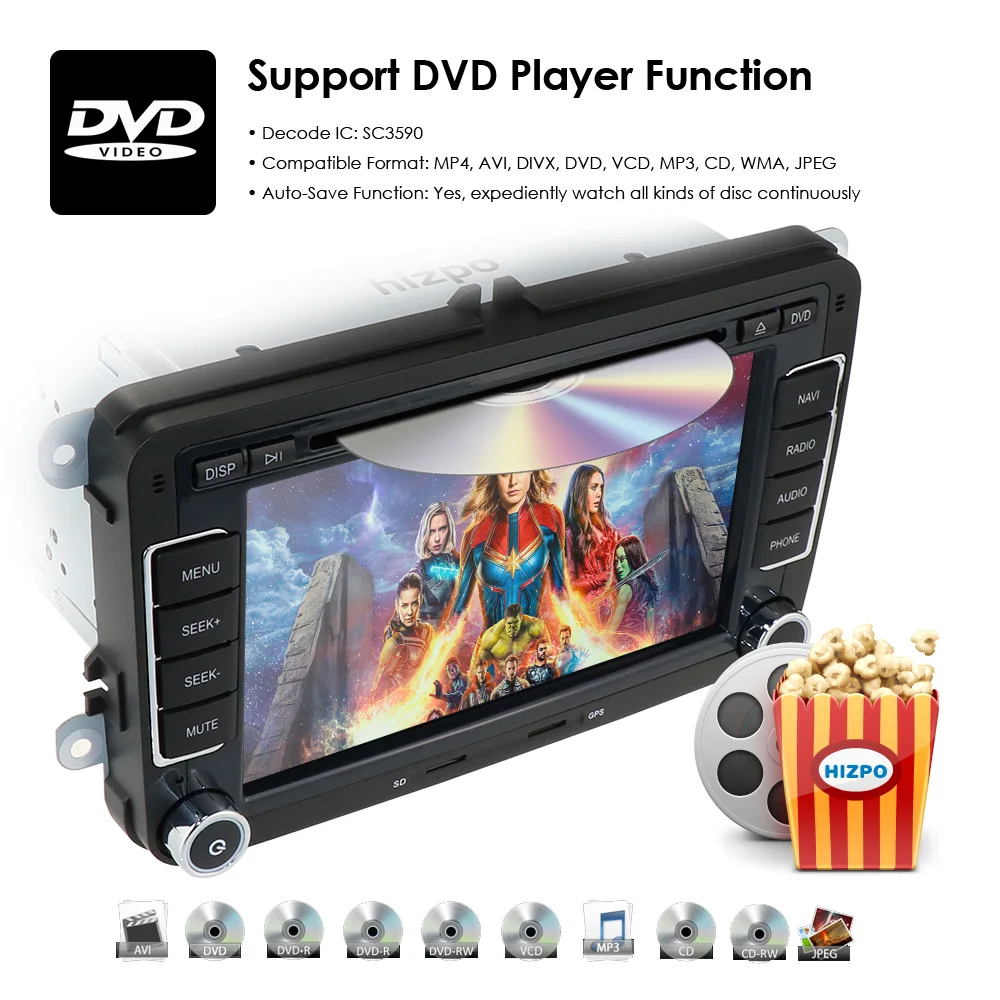 2din Android 9,0 четырехъядерный 2 ГБ 16 ГБ Автомобильный DVD для Passat CC Polo GOLF 5 6 блок EOS T5 Sharan Tiguan с GPS и RADIO BT