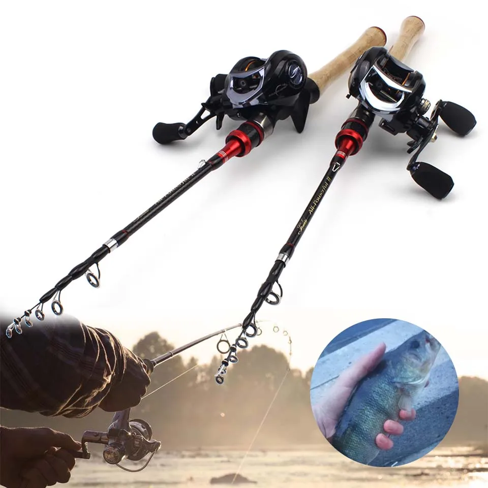 lcq-lpop Super Light 180cm Casting Fishing Rod Lure Rod Section Ultralight Weight Fishing Rod Set Casting Fsihing Reels Set