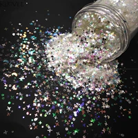 mix moon stars iridescent white silver with colorful light tint nail glitter shape for christmas craft facepaint makeup art deco