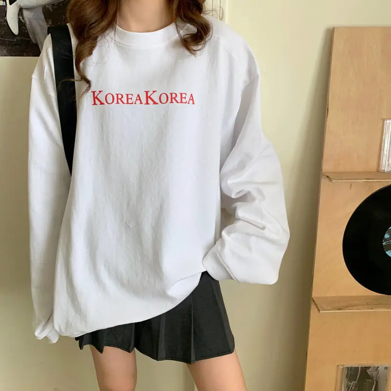 2021 spring and autumn new Korean women's Harajuku O-neck loose Kawaii clothesWoman clothes Sweatshirts women sweetshirts