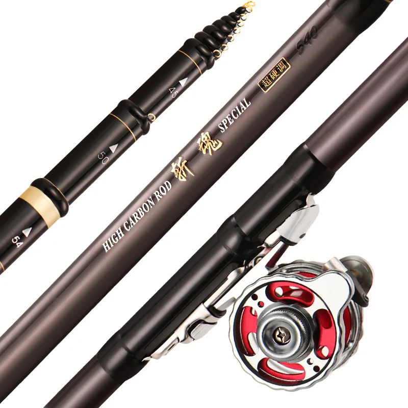 

High Quality Carbon Fishing Rod 4.5M 5.4M 6.3M 7.2M Three Positioning Telescopic Fishing Rod Spinning Fishing Tackle Sea pole