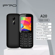 Telefone IPRO A20 2.4 inch 1400mAh Large Battery 0.08MP Camera  Feature Mobile Phones Dual SIM Card Cellphones GSM